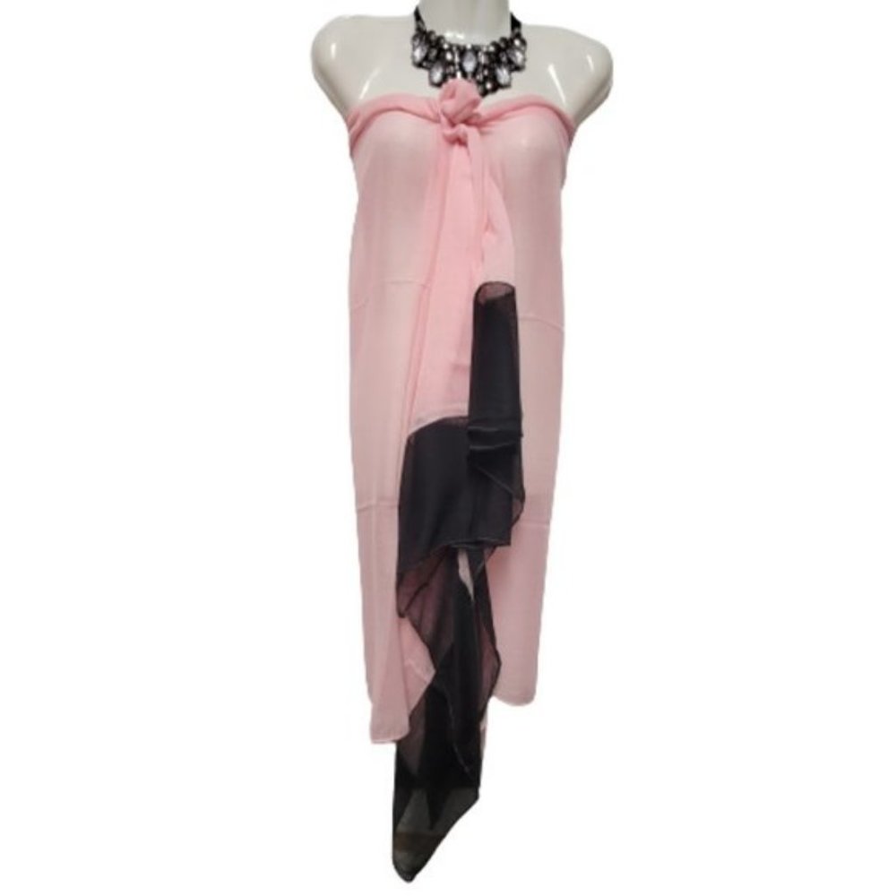 Pink Pareo Scarf Sarong Wrapskirt or Sexy Halter Coverup Dress